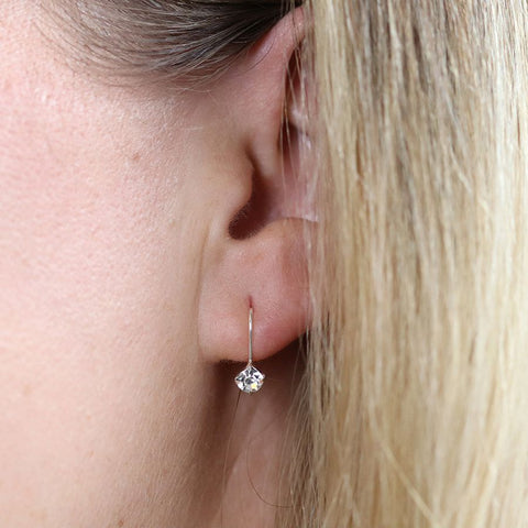 Sterling Silver Clear Crystal Little Drop Earrings