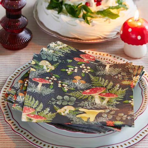 Midnight Forest Mushroom Napkins