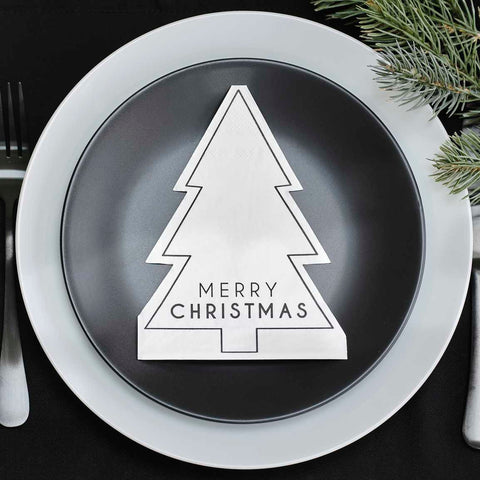 Merry Christmas Napkin - Black & White