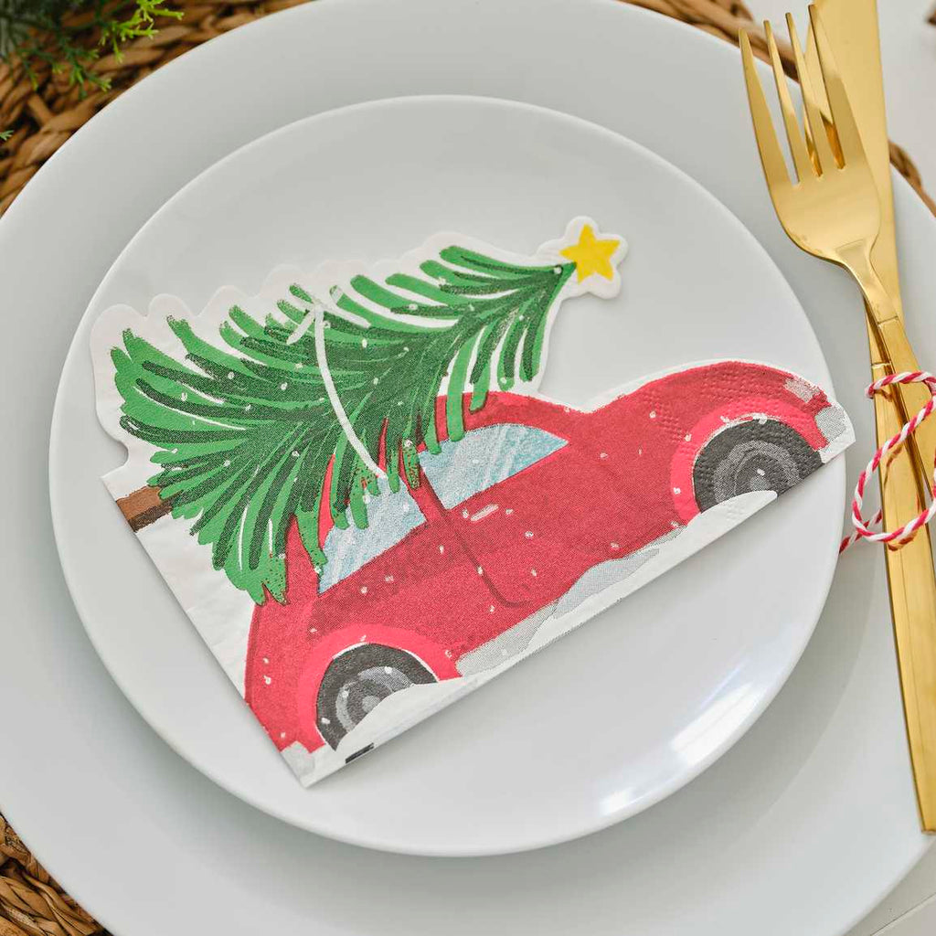 Festive Car Napkins - Red