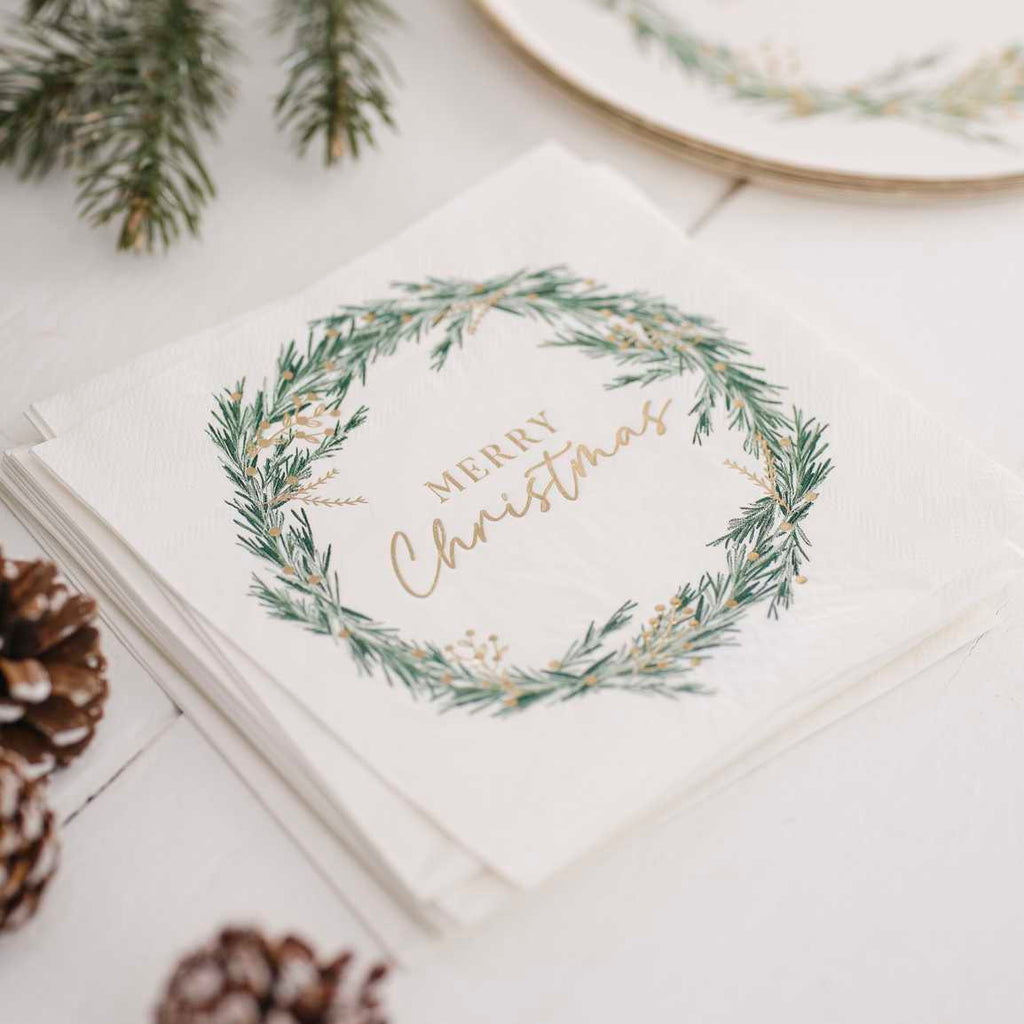 Merry Christmas Wreath Napkins